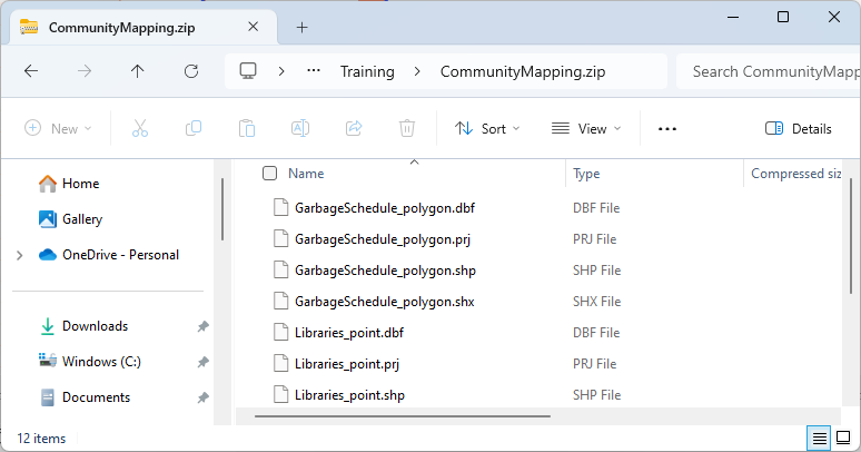 Community Mapping zip output